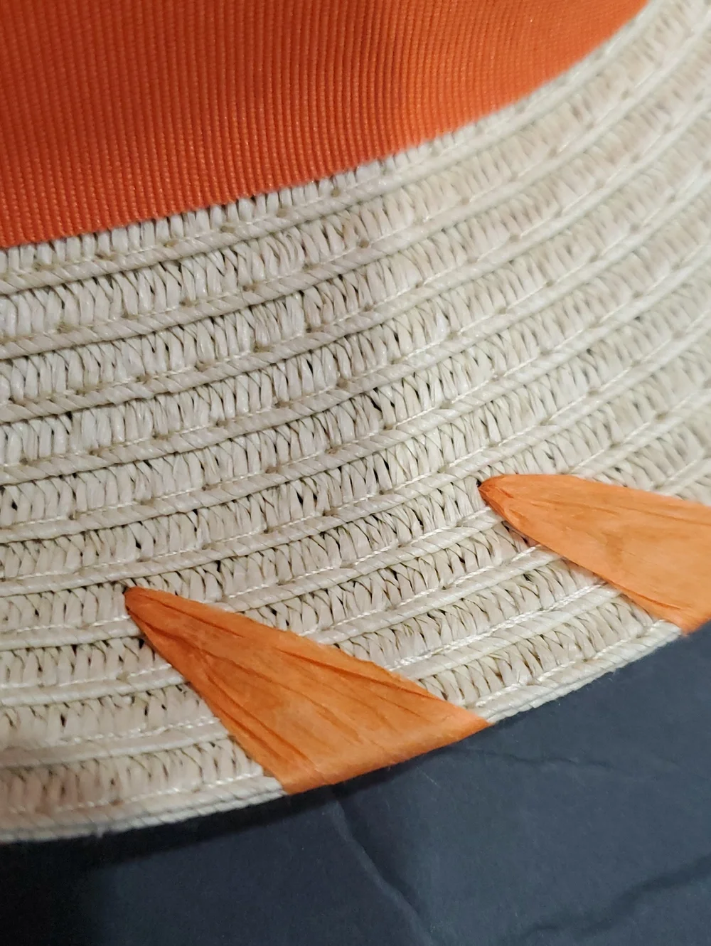 Banana Boat beige and orange whipstitch style trim upf50+ raffia fedora sun hat